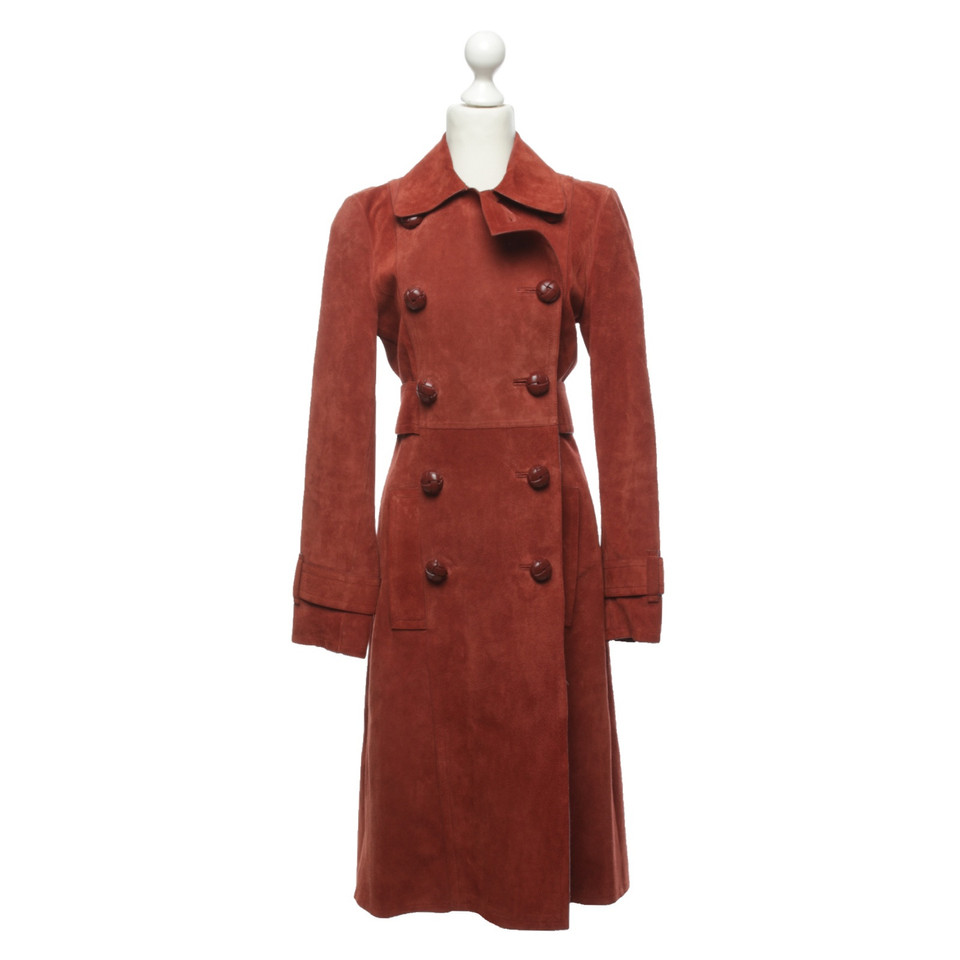 Gucci Giacca/Cappotto in Pelle scamosciata in Rosso