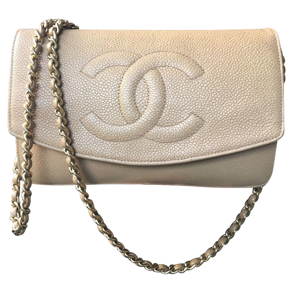 Chanel Timeless Wallet On Chain Leer in Beige