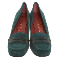 Paco Gil Pumps/Peeptoes aus Wildleder in Petrol