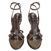 Fendi Bronze strassed high sandals