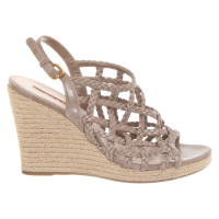 Prada Wedges Leather in Taupe