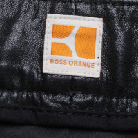 Boss Orange Leren broek in zwart