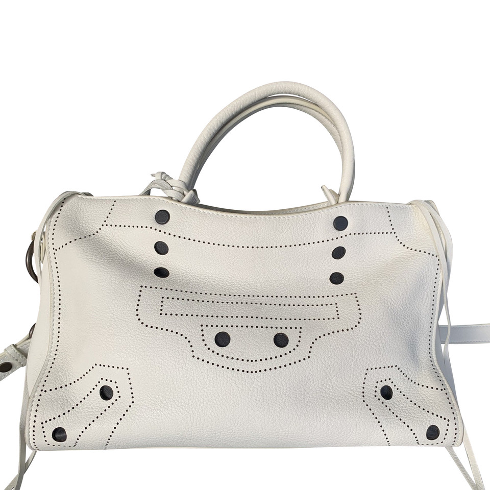 Balenciaga City Bag in Pelle in Bianco