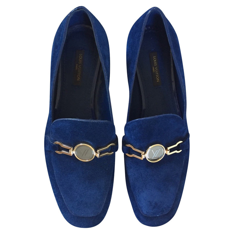 Louis Vuitton Slippers/Ballerinas Suede in Blue