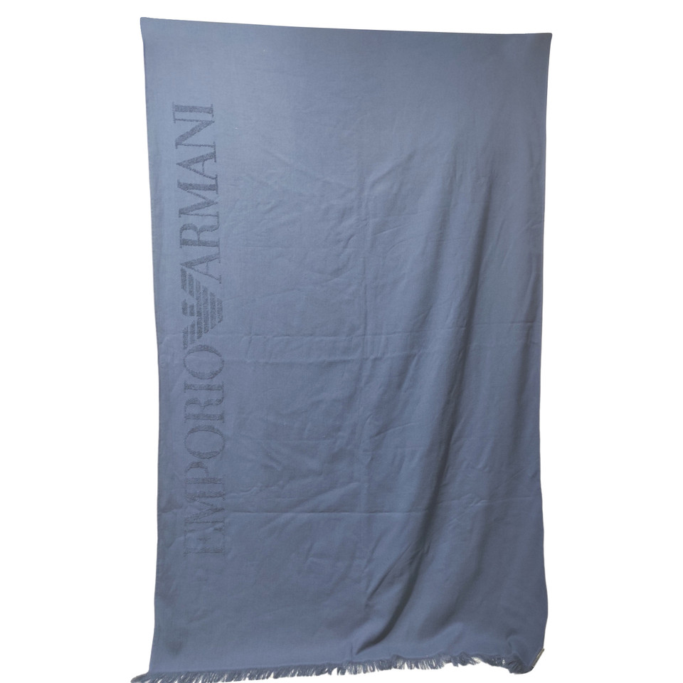 Emporio Armani Schal/Tuch aus Baumwolle in Blau