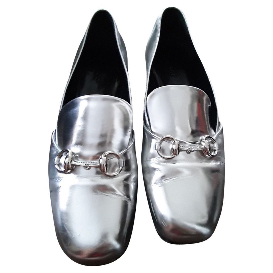 Gucci Slippers/Ballerinas Leather in Silvery