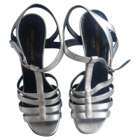 Saint Laurent Sandals Leather in Silvery