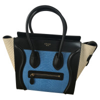 Céline Luggage Micro aus Leder in Blau