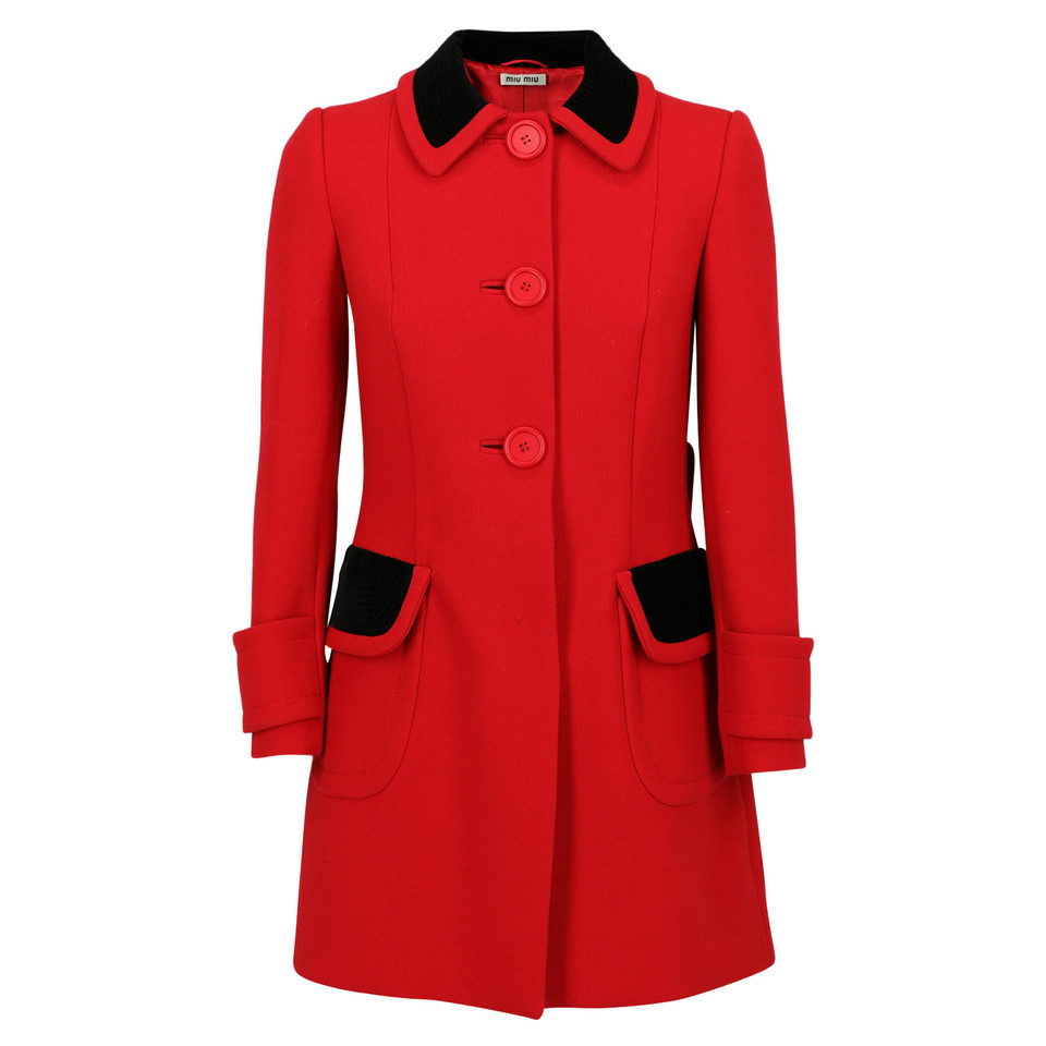 Miu Miu Jacket/Coat Cotton in Red