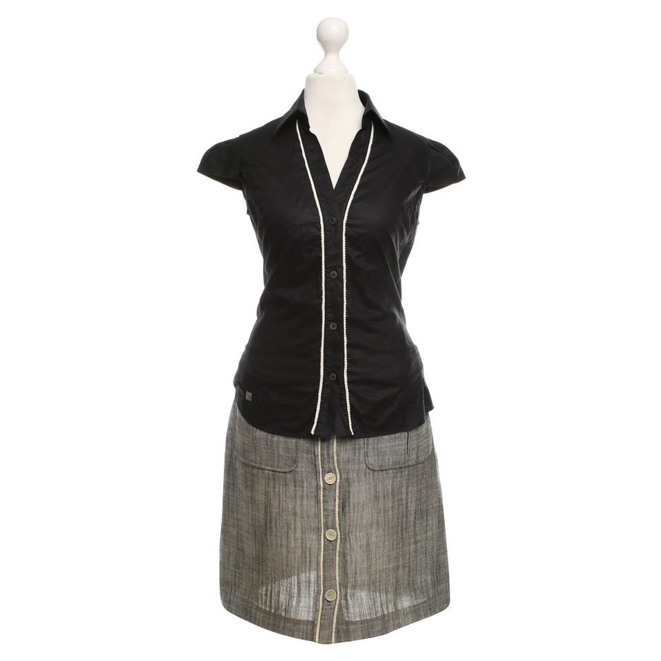 Carolina Herrera Short sleeve blouse with skirt in beige / black