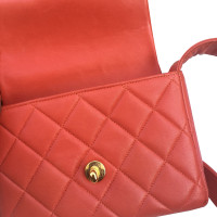 Chanel Classic Flap Bag Mini Square Leer in Oranje