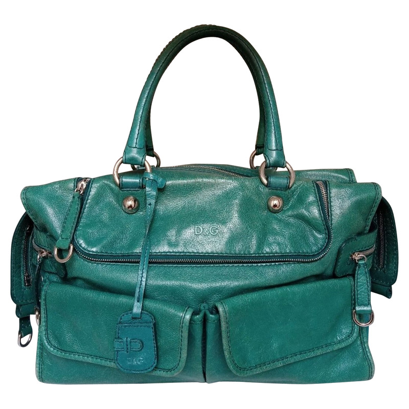 D\u0026G Tote bag Leather in Green - Second 