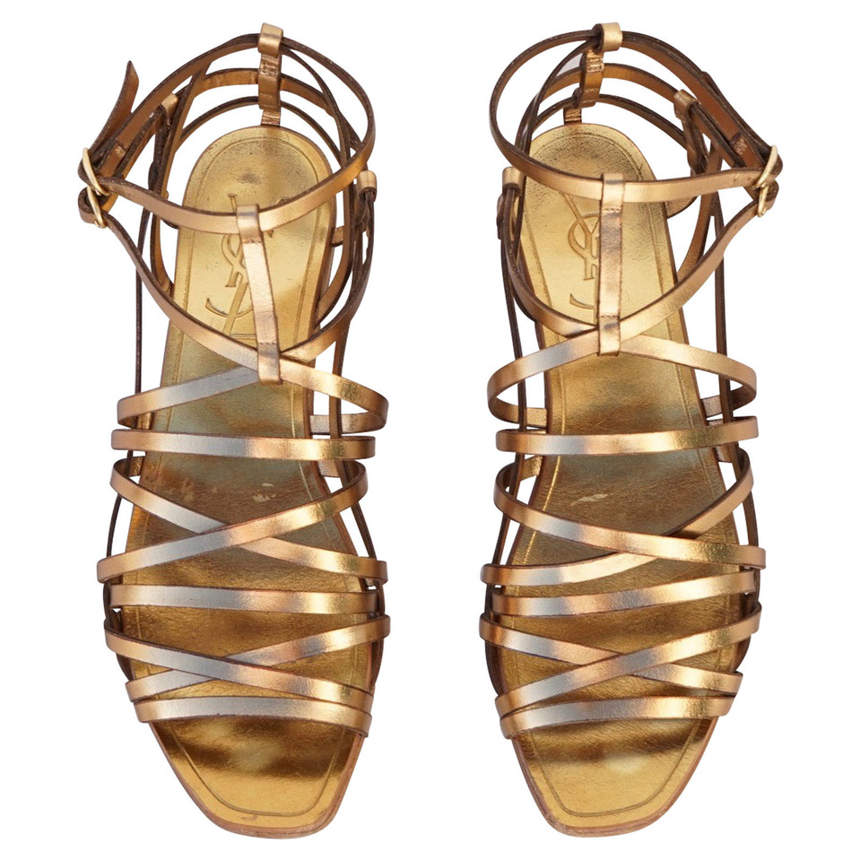 Yves Saint Laurent Sandals Leather in Gold