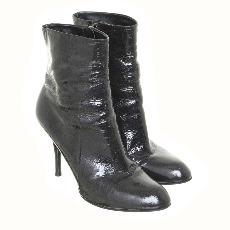 Sergio Rossi Patent leather ankle boots in black