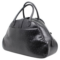 Christian Dior Saddle Bowling Bag aus Leder in Schwarz