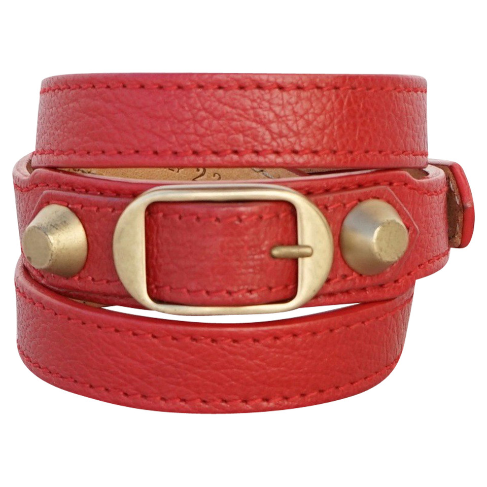 Balenciaga Armreif/Armband aus Leder in Rot