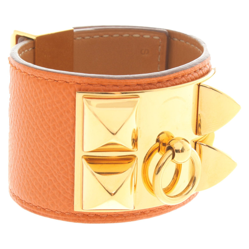 Hermès Collier de Chien Armband Leather in Orange