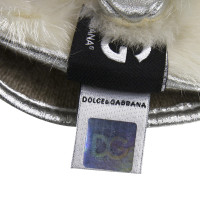 Dolce & Gabbana Witte handschoenen in bont en zilver Leren