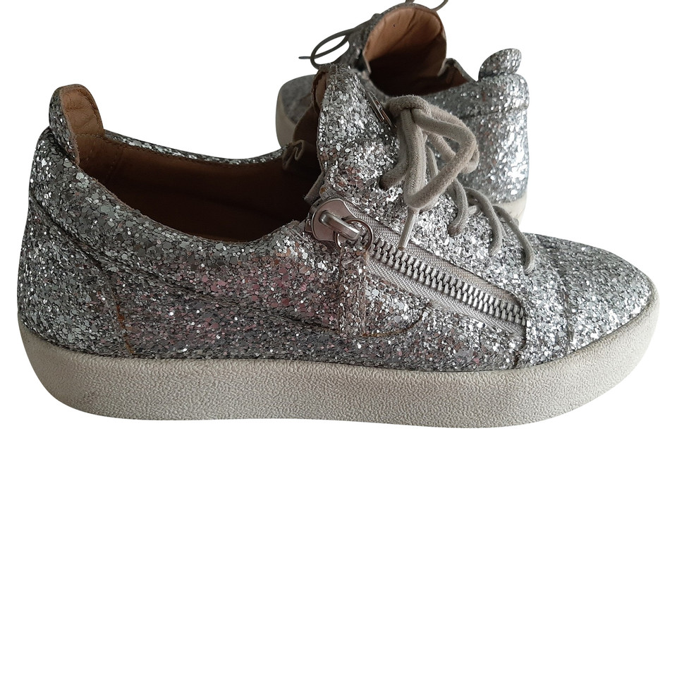 Giuseppe Zanotti Trainers Leather in Silvery