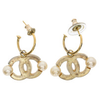 Chanel Gold colored logo earrings