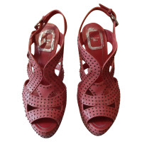 Christian Dior Sandalen aus Leder in Fuchsia