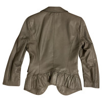 Elisabetta Franchi Jacket/Coat Leather in Taupe