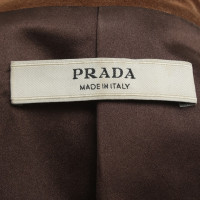 Prada Suede leather coat in dark brown