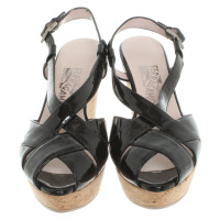 Salvatore Ferragamo Wedges Patent leather in Black