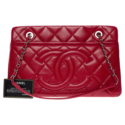 Chanel Shopping Tote Leer in Rood