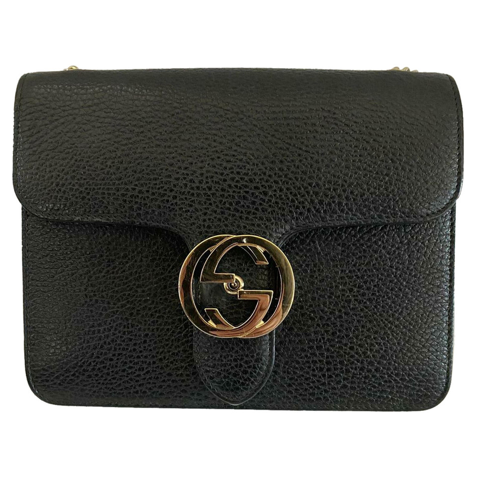 Gucci Interlocking Leer in Zwart