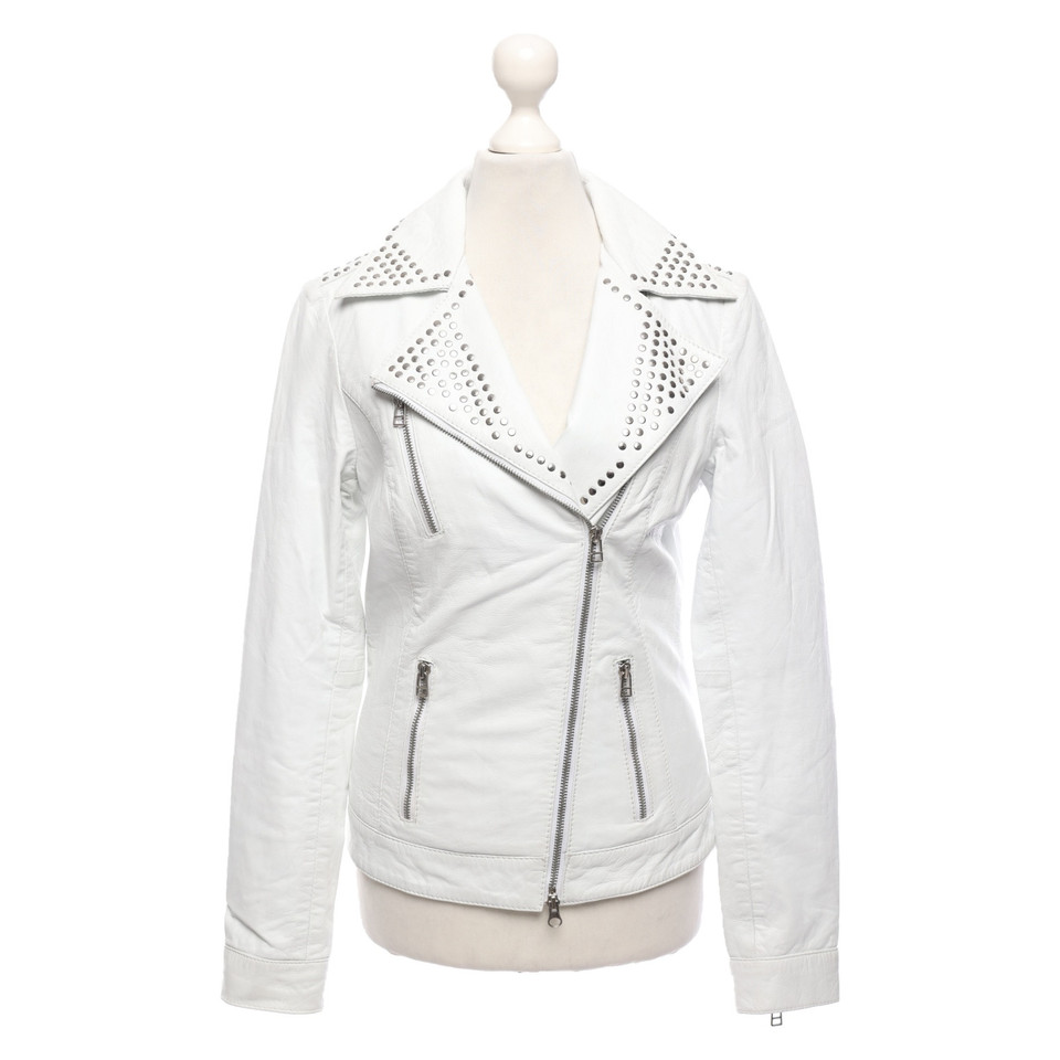 Goosecraft Veste/Manteau en Cuir en Blanc