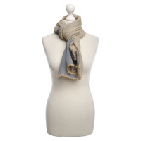 Hermès sciarpa di seta blu / beige