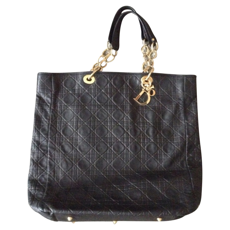 Christian Dior Shopping Bag aus Leder in Schwarz