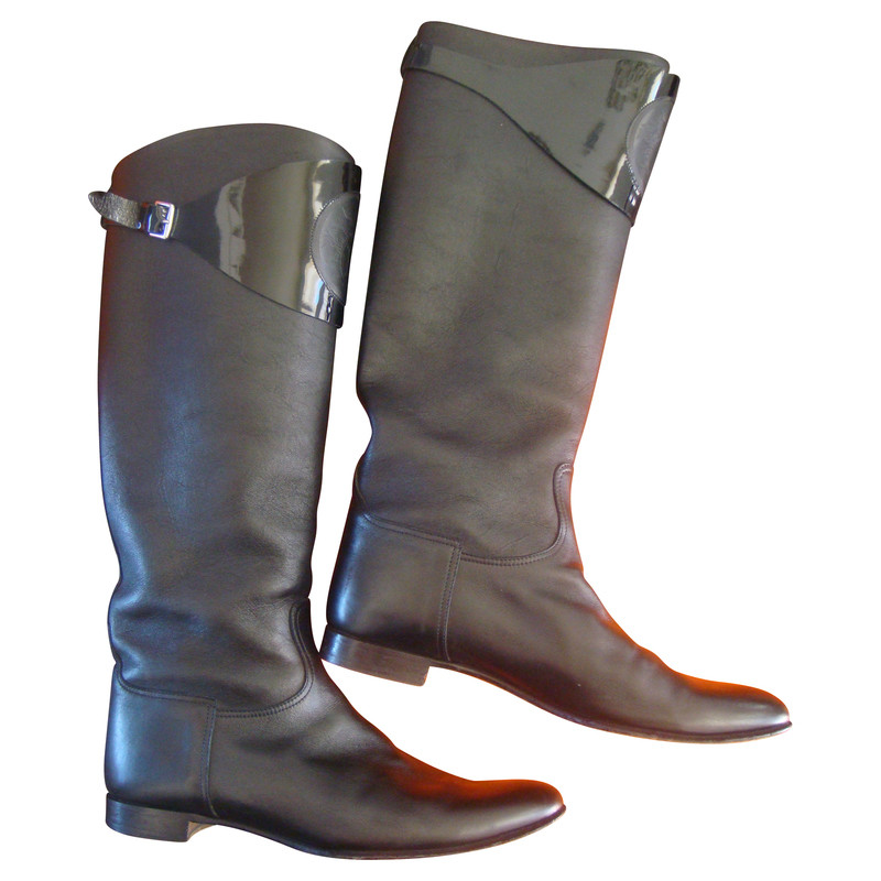 Hermès Leather black boots