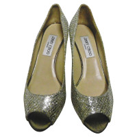 Jimmy Choo pumps / Peeptoes made of leather in silver