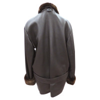 Hermès Leather jacket with fur trim