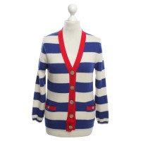 White T Cashmere sweater with striped pattern