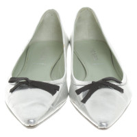 Prada Ballerina's in zilver metallic