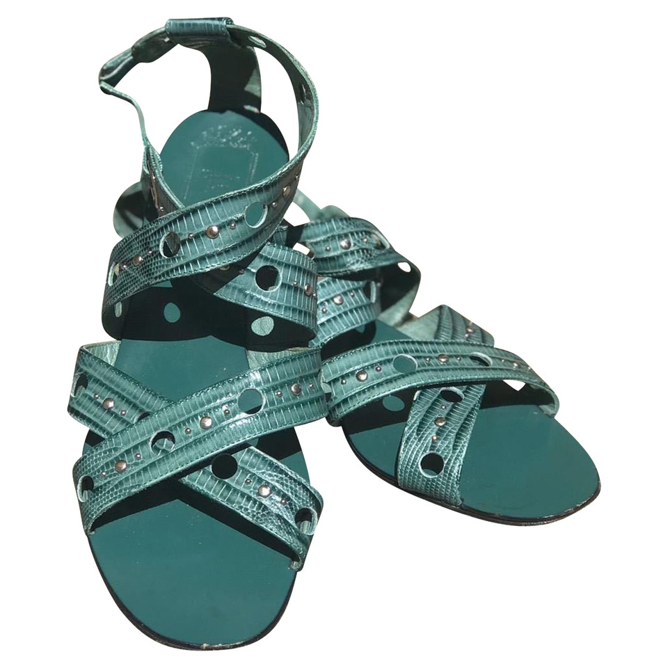 Christian Dior Sandals Leather in Turquoise