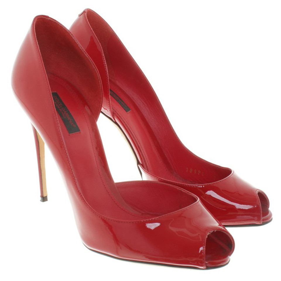 Dolce & Gabbana Lacquer leather peeptoes in red