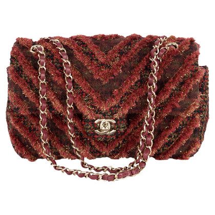 Chanel Flap Bag aus Wolle in Bordeaux