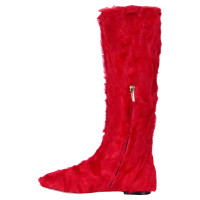 Dolce & Gabbana Stivali in Pelliccia in Rosso