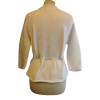 Fabiana Filippi White Knit Jacket with stand-up collar and DrawString closure 