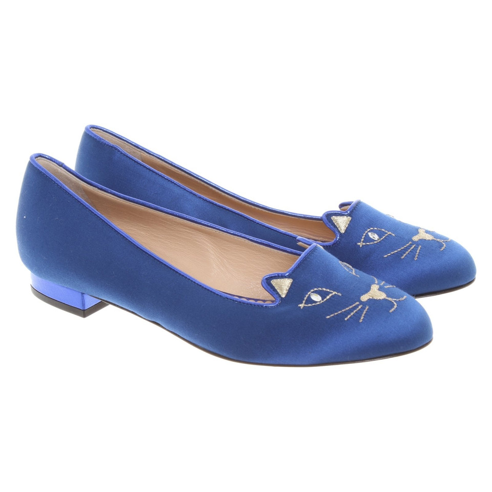 Charlotte Olympia "Kitty Flats" in blue