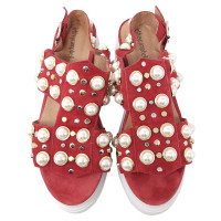 Jeffrey Campbell Sandals Suede in Red