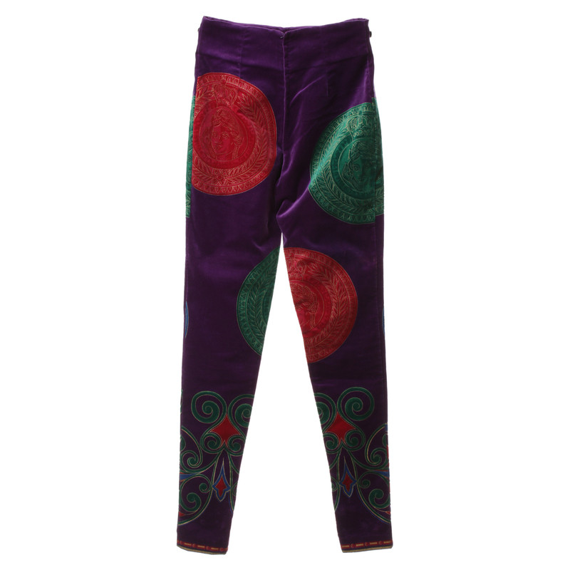 Gianni Versace Velvet pants with colorful imprint