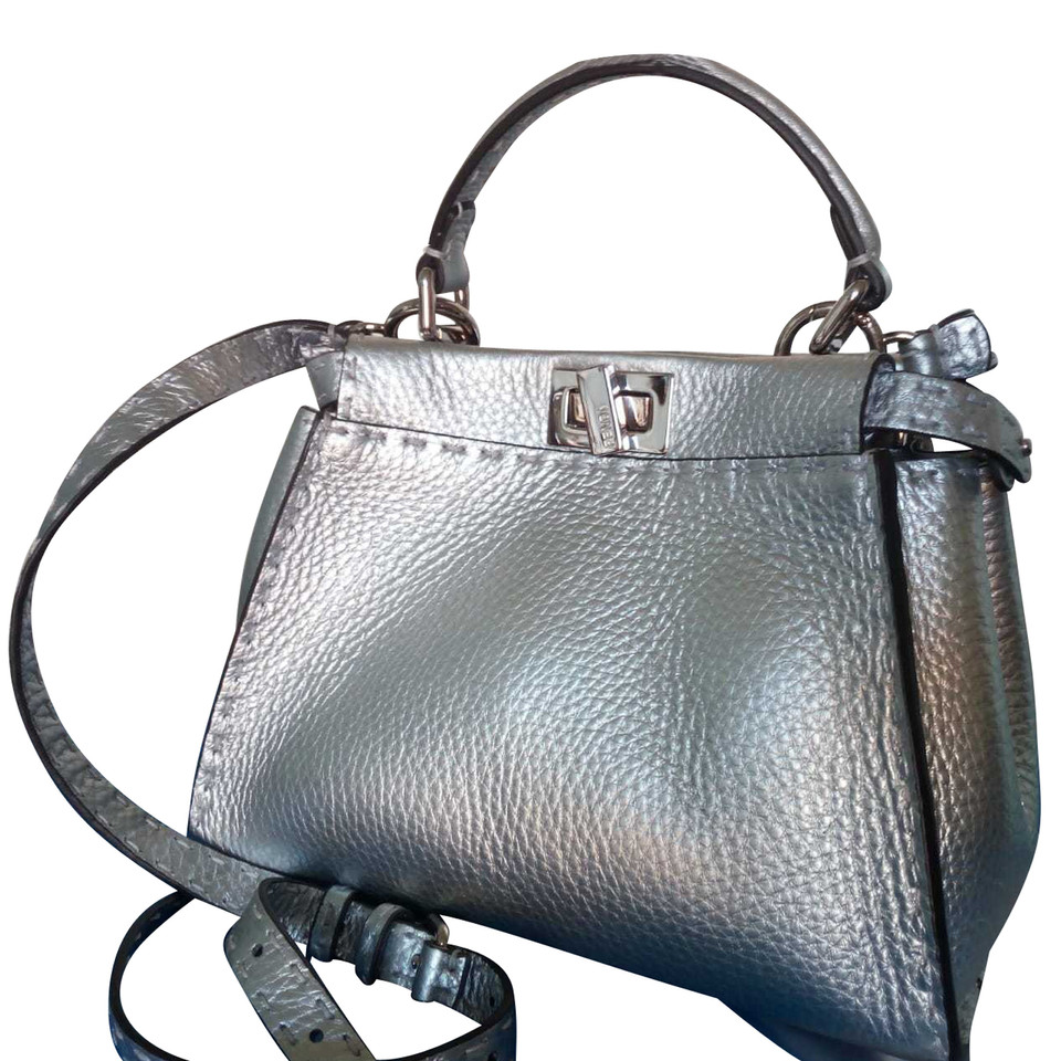 Fendi Peekaboo Bag Mini Leather in Silvery