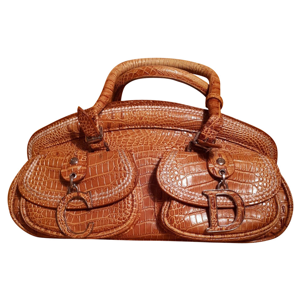 Christian Dior Handbag Patent leather in Ochre