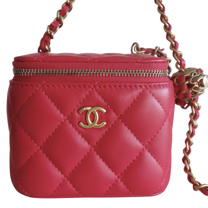 Chanel Vanity Small Case with Chain Leer in Roze