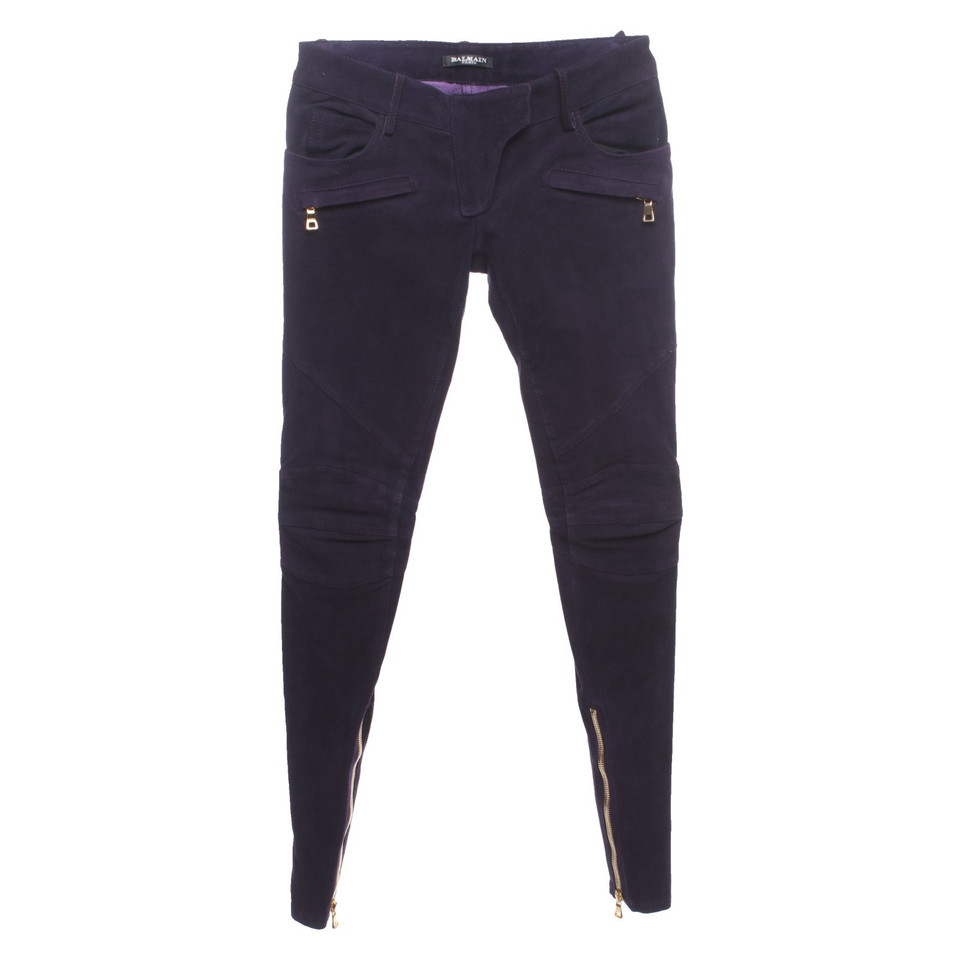 Balmain Trousers Suede in Violet